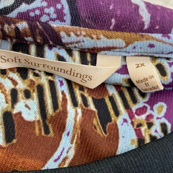 Soft Surroundings Womens Plus Size 2X Colorful Floral Tunic Top Bohemian Boho - Picture 3 of 7